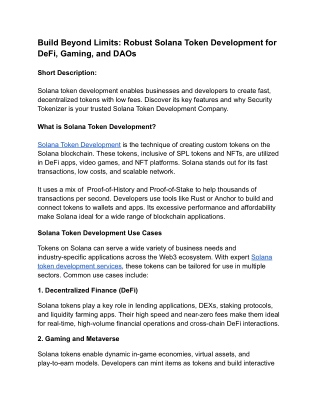 Build Beyond Limits_ Robust Solana Token Development for DeFi, Gaming, and DAOs
