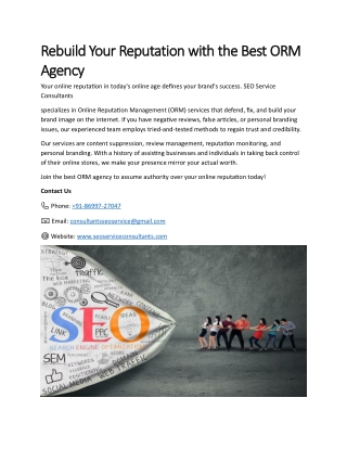Rebuild Your Reputation with the Best ORM Agency