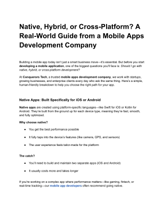 Native, Hybrid, or Cross-Platform