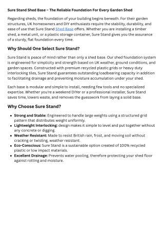 SureStand Shed Base – The Reliable Foundation for Every Garden Shed