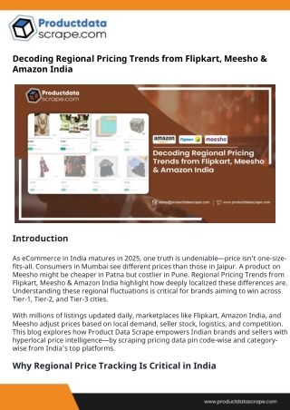 Decoding Regional Pricing Trends from Flipkart, Meesho & Amazon India