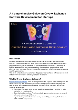 A Comprehensive Guide on Crypto Exchange Software Development for Startups