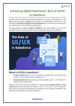 Enhancing Digital Experience - Role of UIUX in Salesforce