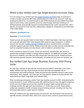 Where to Buy Verified Cash App Single Business Accounts Today