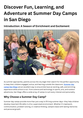 Discover Fun, Learning, and Adventure at Summer Day Camps in San Diego