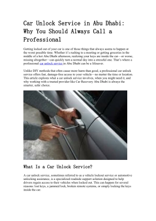 car car unlock unlock service