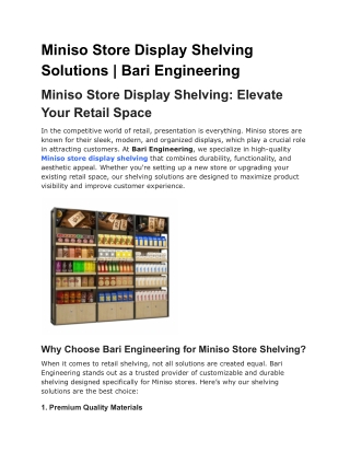 miniso store display shelving solutions bari