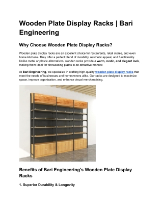 Wooden Plate Display Racks _ Bari Engineering