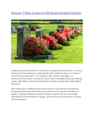 Discover 7 Ways to Save on Wholesale Cemetery Markers