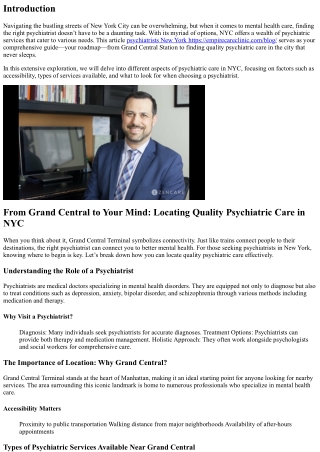 From Grand Central to Your Mind: Locating Quality Psychiatric Care in NYC