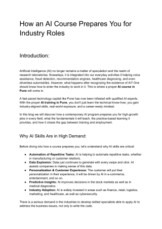 How an AI Course Prepares You for Industry Roles