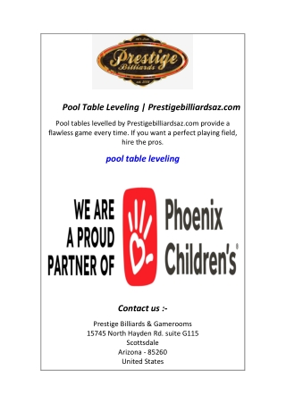 Pool Table Leveling Prestigebilliardsaz.com