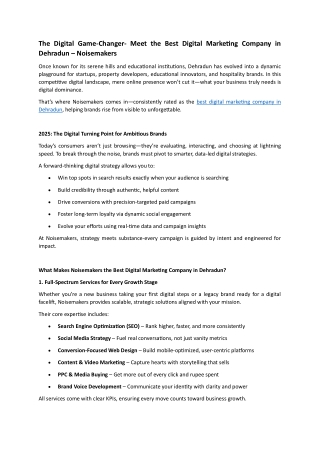 the Best Digital Marketing Company in Dehradun-Noisemakers