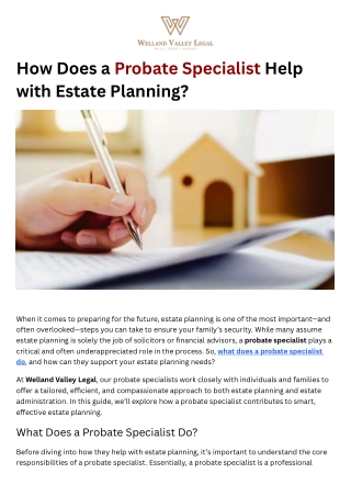 How Does a Probate Specialist Help with Estate Planning