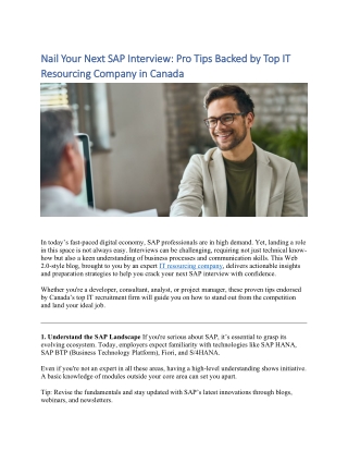 Nail Your Next SAP Interview- Pro Tips Backed by Top IT Resourcing Company in Canada
