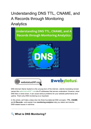 Understanding DNS TTL, CNAME, and A Records through Monitoring Analytics