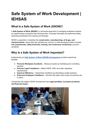 Safe System of Work Development _ IEHSAS