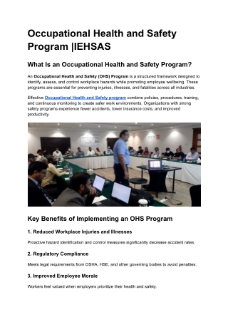 occupational health and safety program iehsas