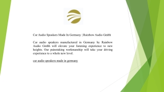 Car Audio Speakers Made In Germany | Rainbow Audio Gmbh