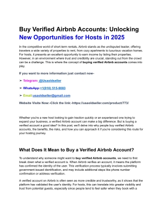 Buy Verified Airbnb Accounts_ Unlocking New Opportunities for Hosts in 2025