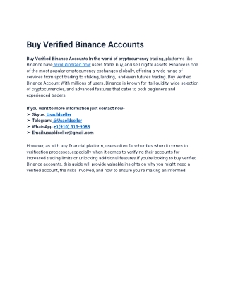 ViRaL ToP 34.5 bEsT SITE ___ 67u How to buy verified fully KYC Binance accounts