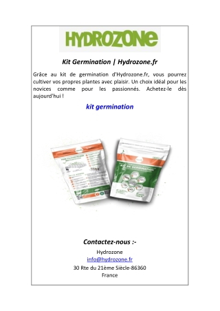Kit Germination  Hydrozone.fr