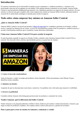 Todo sobre cómo empezar hoy mismo en Amazon Seller Central