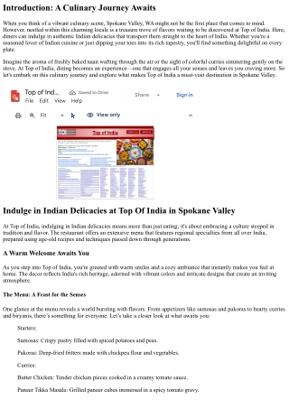 Indulge in Indian Delicacies at Top Of India in Spokane Valley.