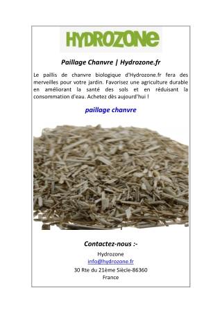 Paillage Chanvre Hydrozone.fr