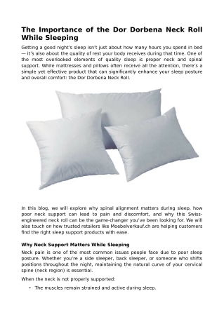 The Importance of the Dor Dorbena Neck Roll While Sleeping