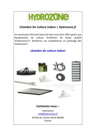 Chambre De Culture Indoor  Hydrozone.fr