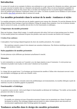 Les meubles présentoirs dans le secteur de la mode : tendances et styles