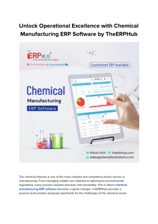 Best Chemical Manufacturing ERP Software in India | TheERPHub
