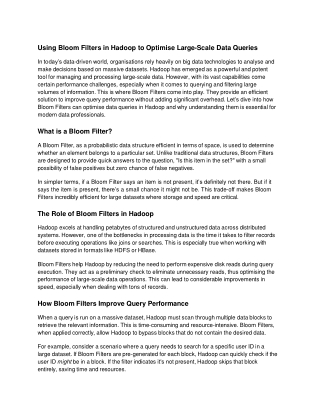 using bloom filters in hadoop to optimise large