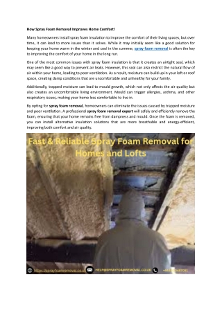 How Spray Foam Removal Improves Home Comfort!