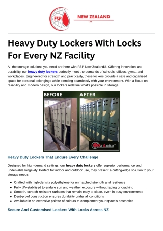 Heavy Duty Lockers With Locks For Every NZ Facility