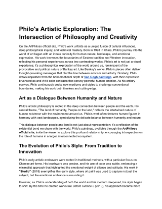 Philo's Artistic Exploration_ The Intersection of Philosophy and Creativity