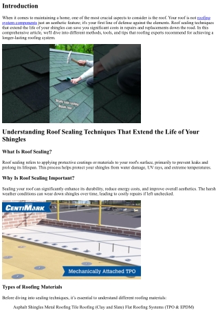 Roof Sealing Techniques That Extend the Life of Your Shingles