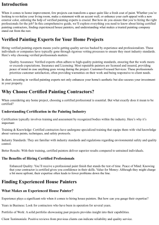 Verified Painting Experts for Your Home Projects