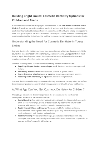 Building Bright Smiles: Cosmetic Dentistry Options for Children and Teens