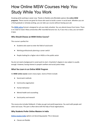 How Online MSW Courses Help You Study While You Work