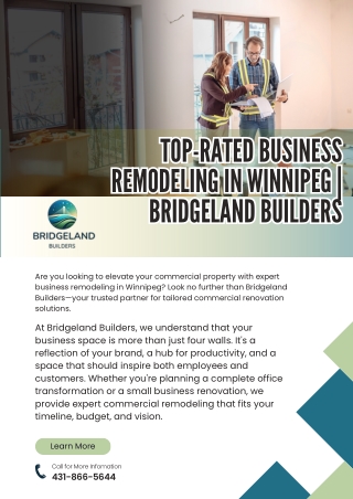 Top-Rated Business Remodeling in Winnipeg | Bridgeland Builders