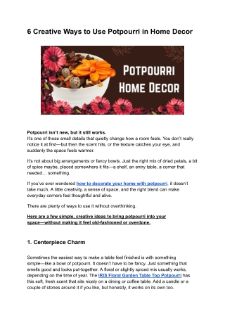 5 Creative Ways to Use Potpourri in Home Decor