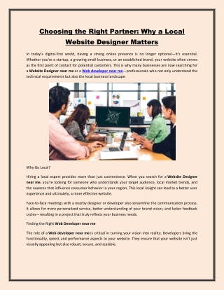 Choosing the Right Partner Why a Local Website Designer Matters
