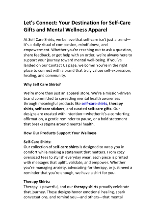 Get in Touch | Self-Care Shirts, Stickers & Gifts Support