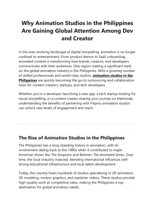 Why Animation Studios in the Philippines Are Gaining Global Attention Among Dev and Creator