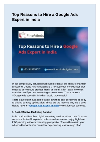 Top Reasons to Hire a Google Ads Expert in India