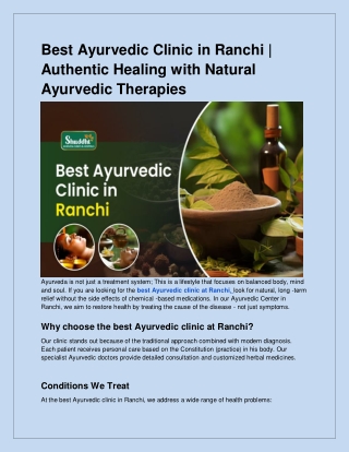 Best Ayurvedic Clinic in Ranchi | Herbal Healing for a Healthier Life