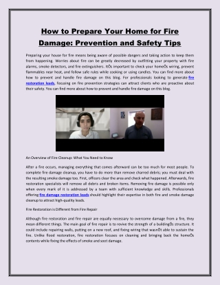 How to Prepare Your Home for Fire Damage Prevention and Safety Tips