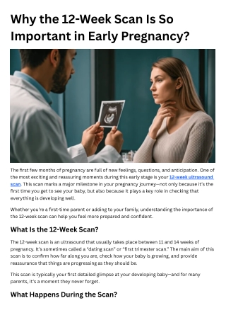 Why the 12-Week Scan Is So Important in Early Pregnancy?